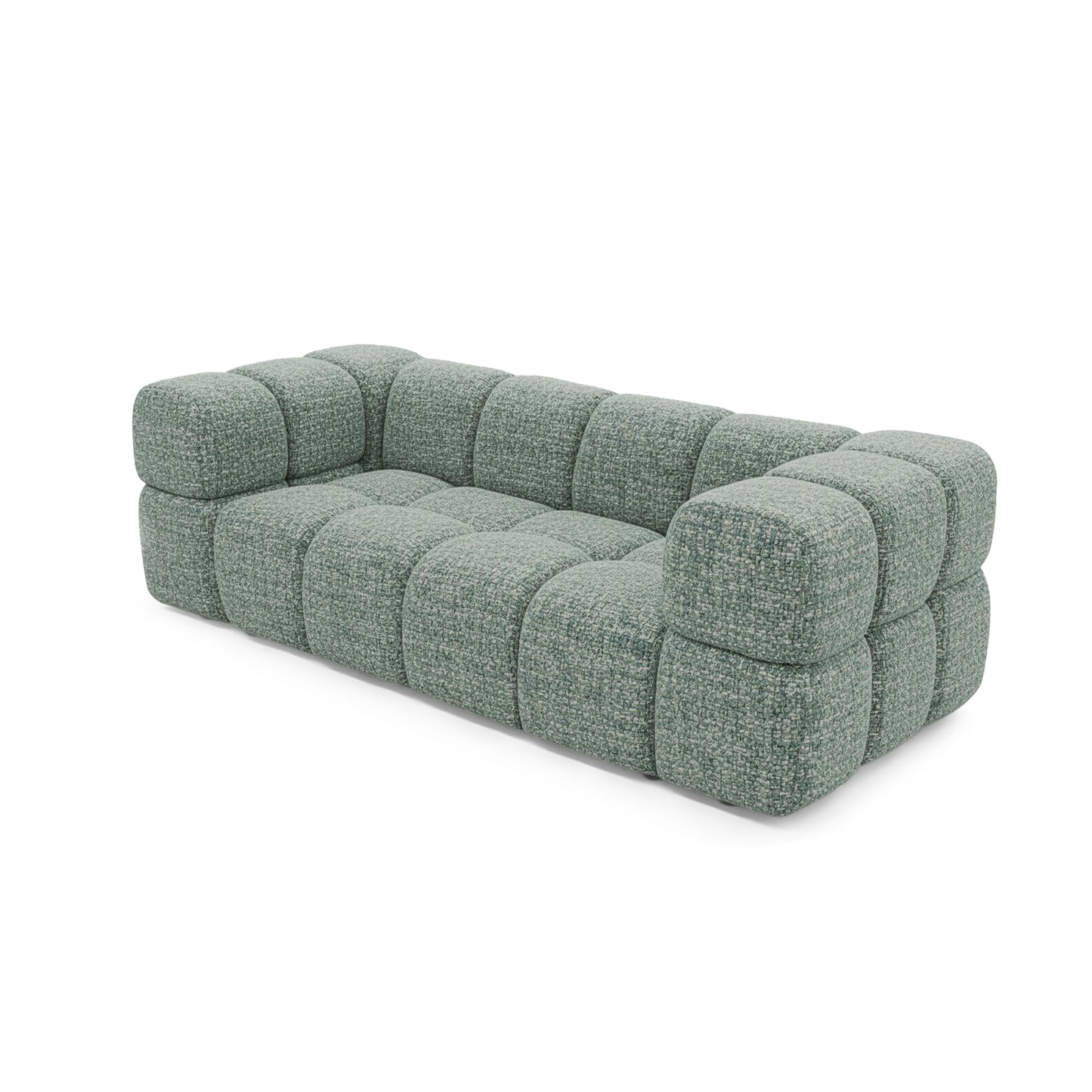 3-Sitzer-Designsofa TONDO PUENTE 33 – Strukturstoff in Bouclé-Optik – gewelltes Design – Mint