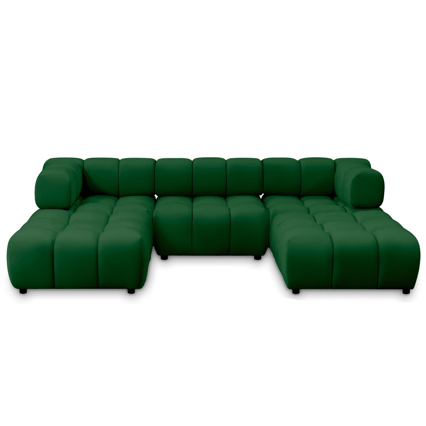 Exklusive Wohnlandschaft Tondo U 192x288 cm – Designer-Sofa Samt Bluvel 78 Dunkelgrün – Modernes Bubble-Design & HR-Schaum Komfort