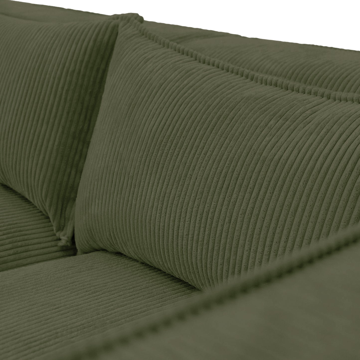 Ecksofa MODULO 210x185 cm Modulsofa Lincoln 37 Grün – Kompaktes Design mit weichem Breitcordstoff