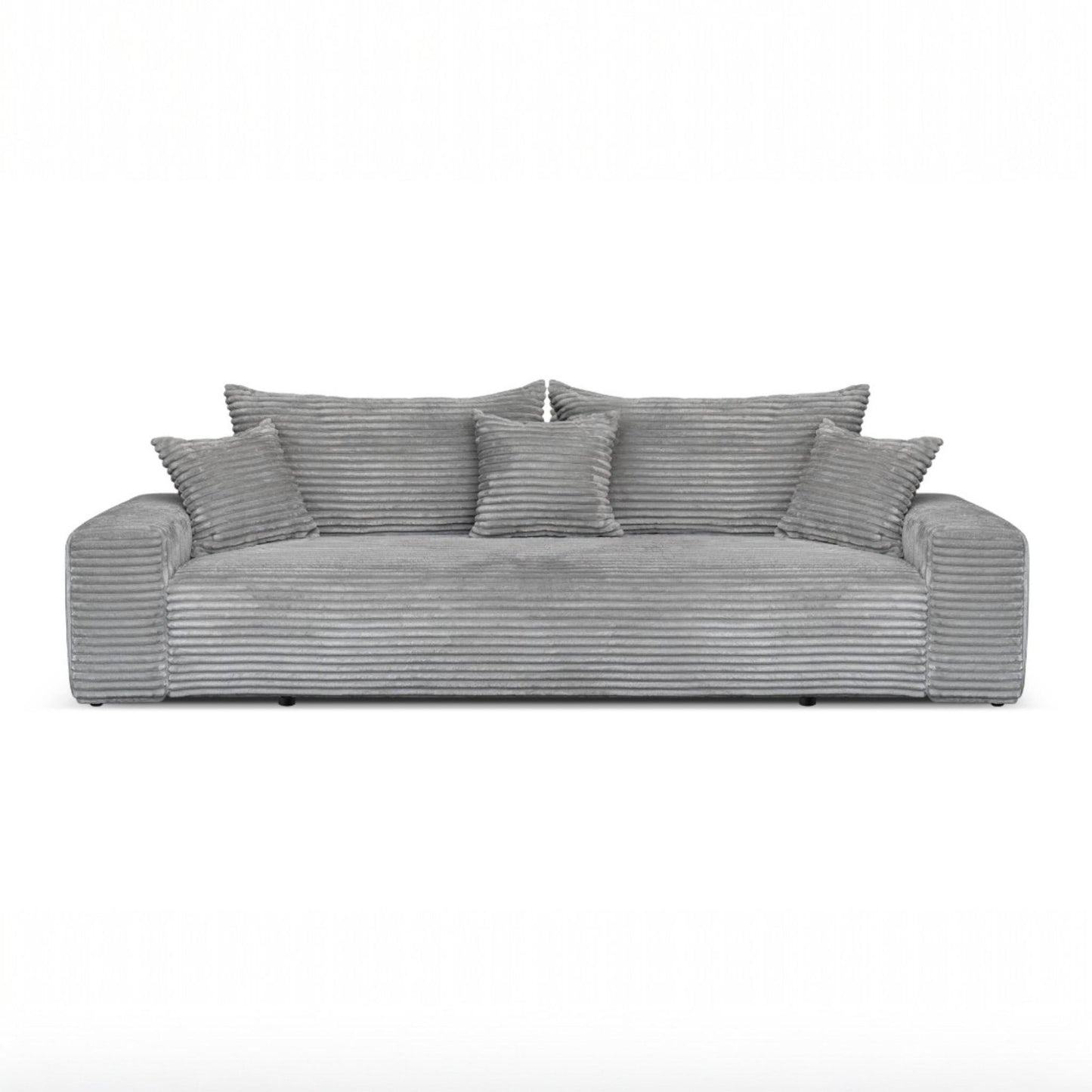 3-Sitzer-Schlafsofa 265 × 105 cm hellgrau mit Stauraum, Stoff: hellgrauer Cord – Cordo