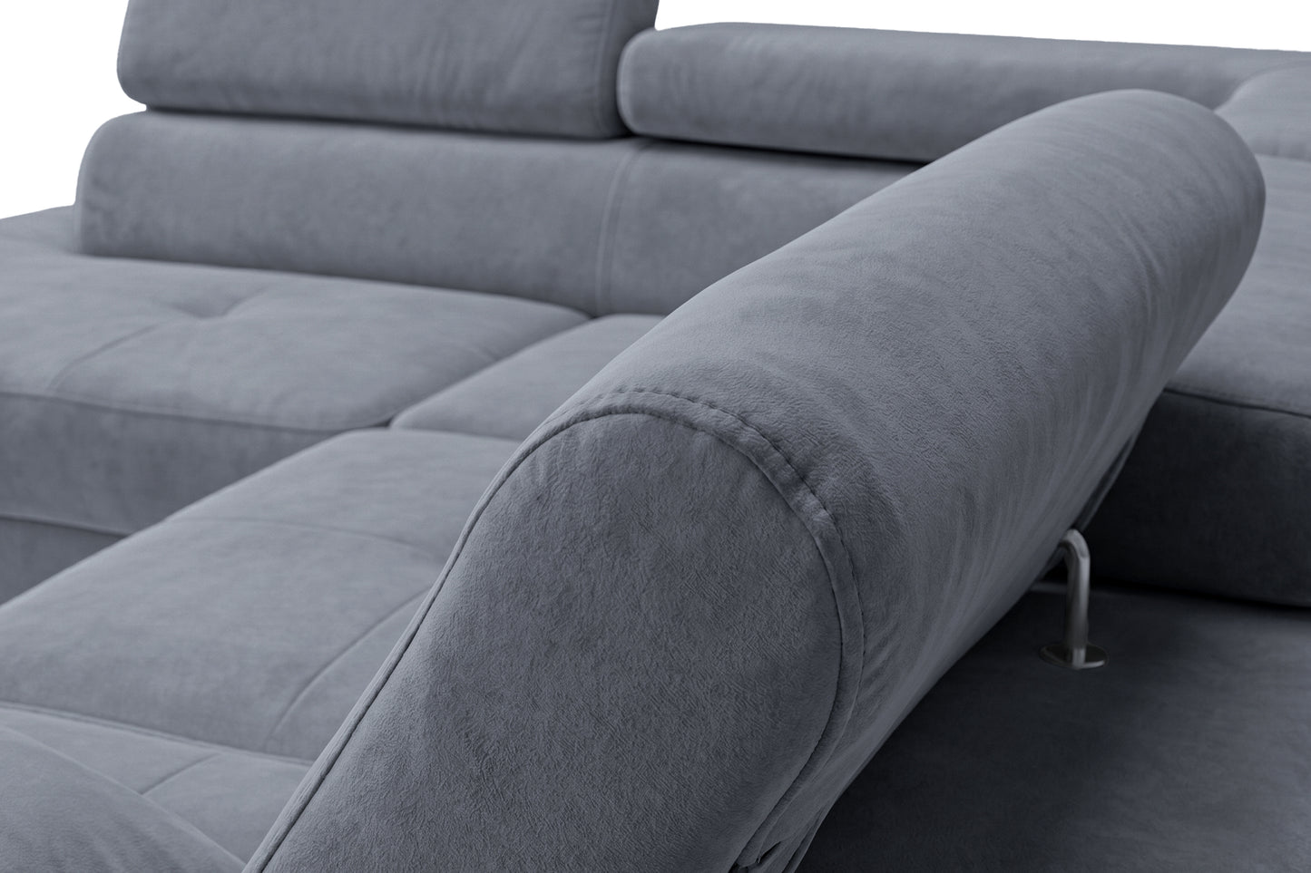 Ecksofa Luca L-Form Grau Stoff Element 23 Rechte Ottomane mit Schlaffunktion & Bettkasten