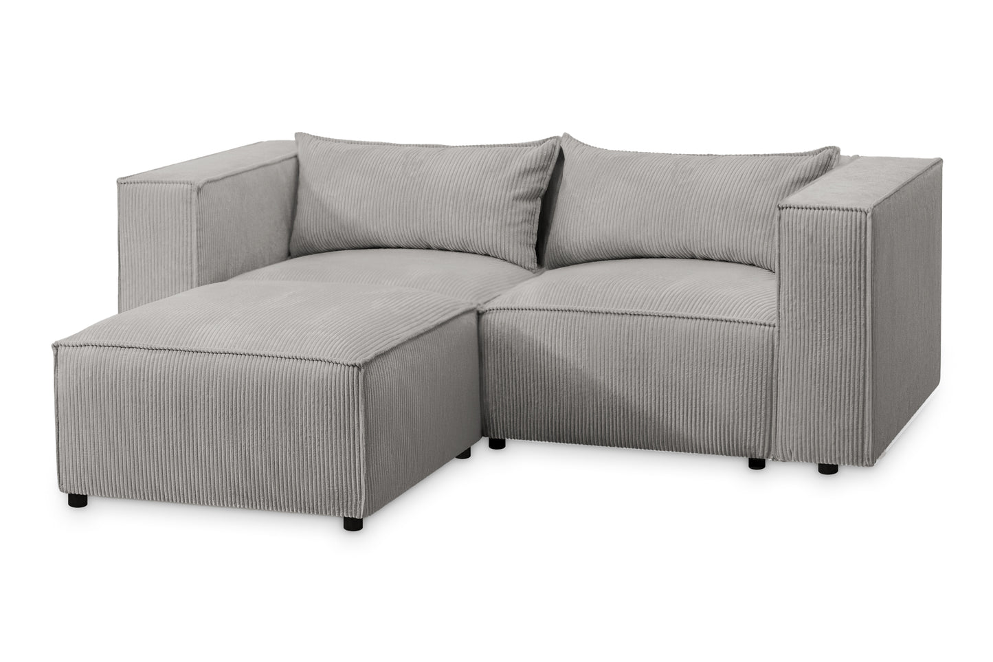 Ecksofa MODULO 210x185 cm Modulsofa Lincoln 86 Grau– Kompaktes Design mit weichem Breitcord-Stoff
