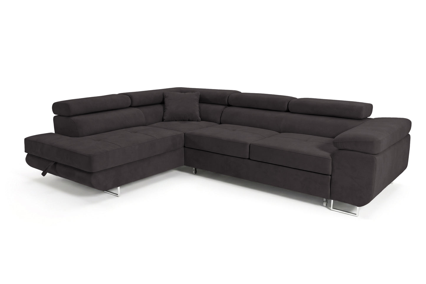 Ecksofa Luca L-Form Graphit Stoff Element 01 Linke Ottomane mit Schlaffunktion & Bettkasten
