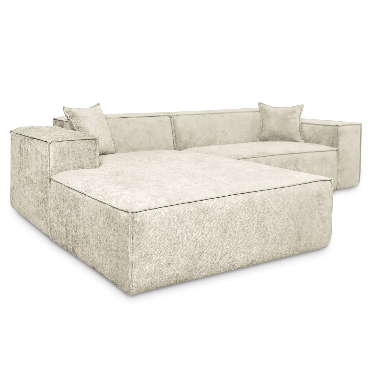Design Ecksofa Como LC/RC 192x270 cm – Luxus Lounge L-Form Perfect Harmony 01 Beige– Strukturstoff Modern & Robust