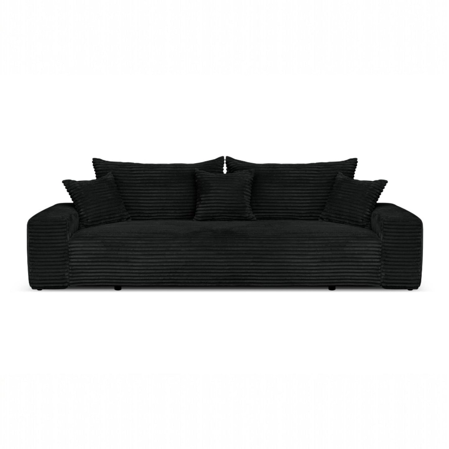 Sofa CORDO von Sofiland - Schlafsofa mit Bettkasten, Cord-Sofa 265x105 cm, Schwarz