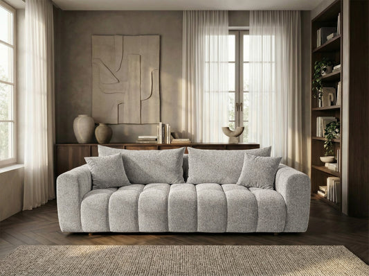 Schlafsofa COSMO 240cm HR-Schaum Strukturstoff Puente 06 Hellgrau