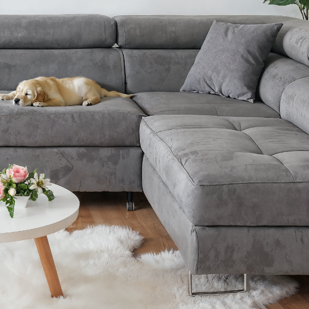 Sofiland Aller XXL U-förmiges Ecksofa, linke Ausrichtung, mit Schlaffunktion, Couchgarnitur mit 2 Bettkästen, Wohnzimmersofa Hellgrau MONOLITH 84, Sofa, Bettsofa, Couch
