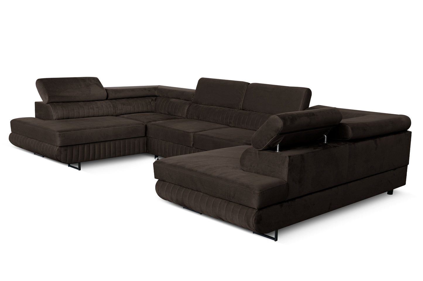 Große U-Form Schlafsofa mit Bettkasten & Agmamito Element Bezug, Dunkelbraun Magnum U Sofiland