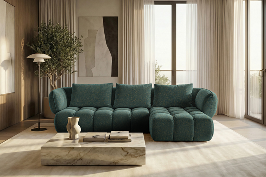 Lounge-Ecksofa SAVIO - Puente 37 Dunkelgrün rechts - 250x168 cm - Design Sofa HR