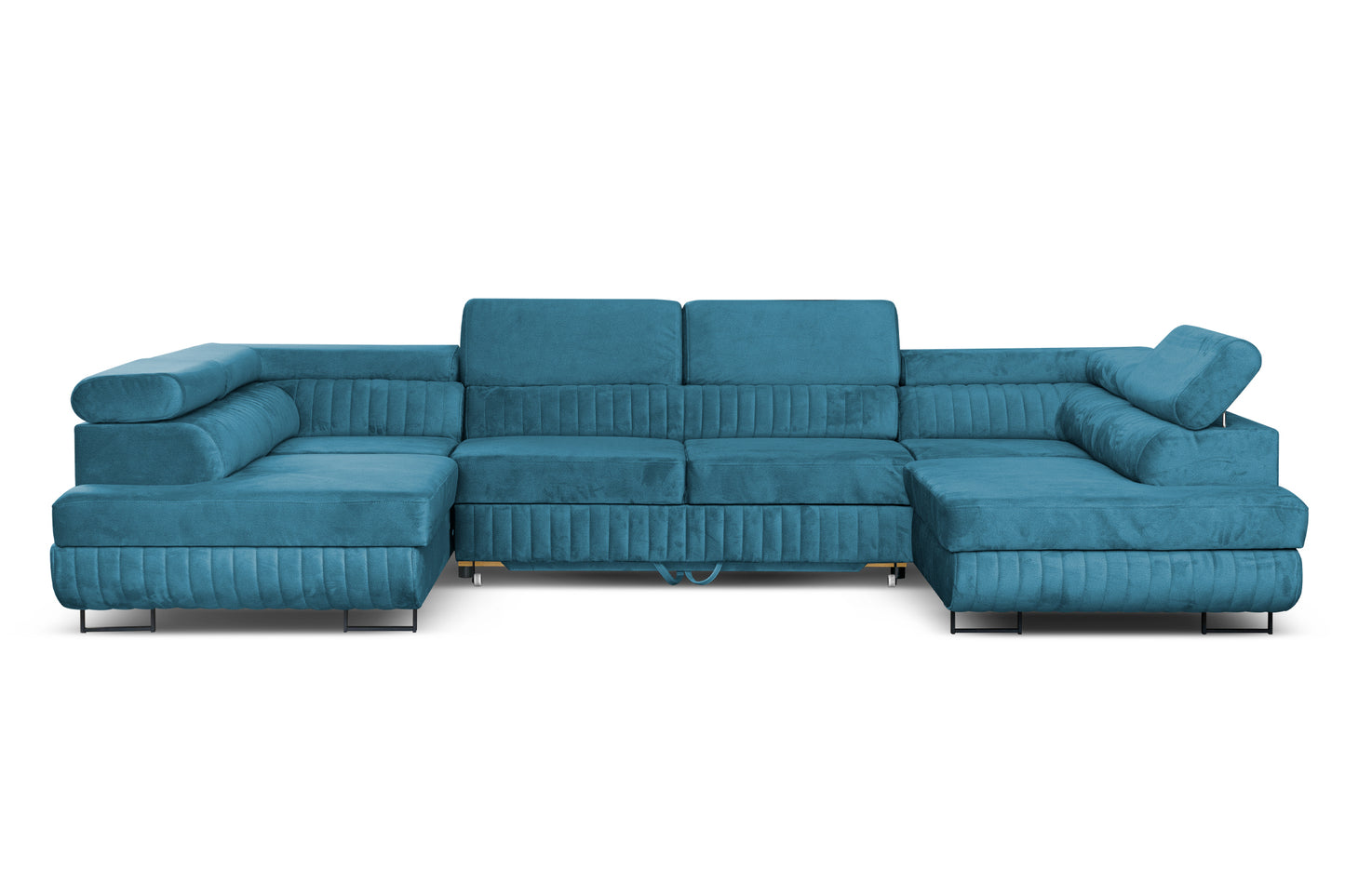 Große U-Form Schlafsofa mit Bettkasten & Agmamito Element Bezug, Türkis Magnum U Sofiland