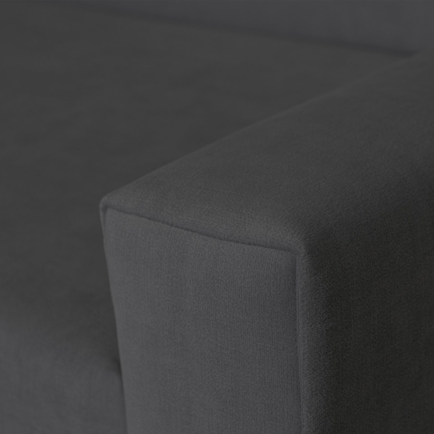 Ecksofa Vega L mit Schlaffunktion & Bettkasten – Samtstoff Best Graphit – Zero-Wall Design Wandbündig – L-Form Sofa Freistehend Graphit