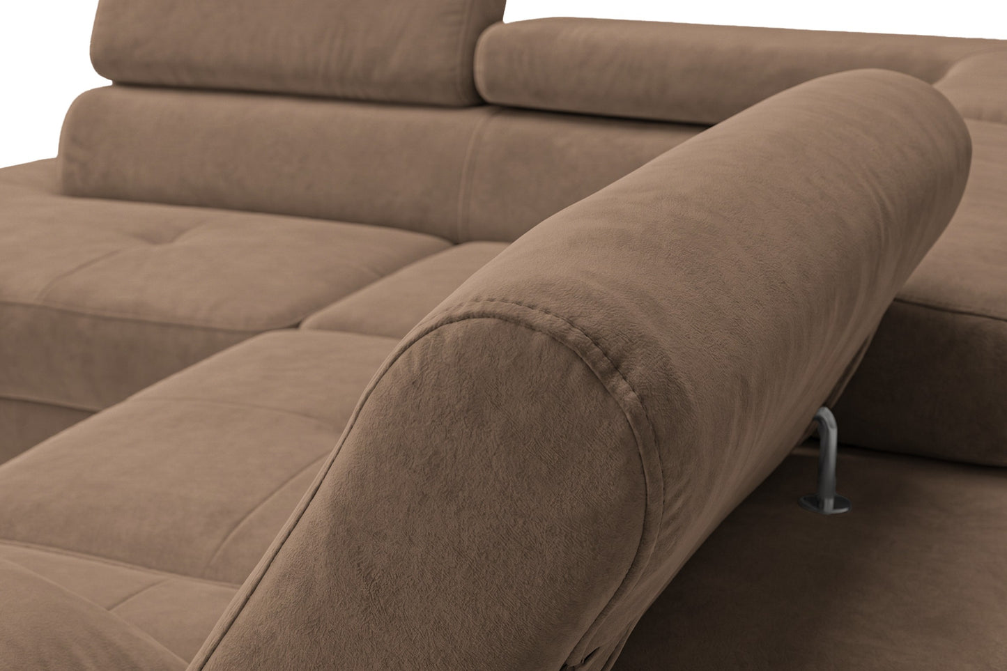 Ecksofa Luca L-Form Braun Stoff Element 05 Rechte Ottomane mit Schlaffunktion & Bettkasten