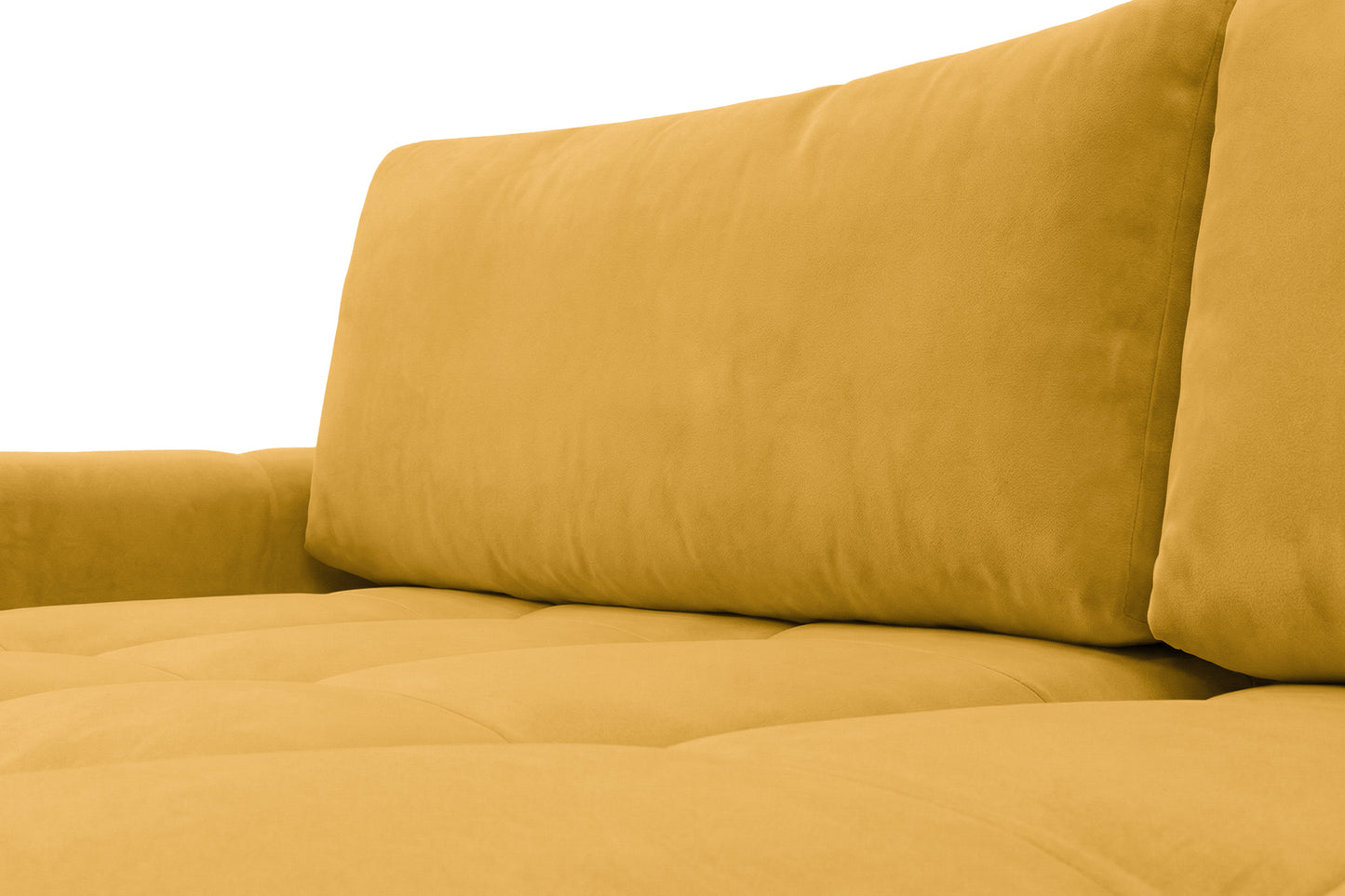 Ecksofa BELVEO mit Schlaffunktion und Bettkasten L-Form Ausrichtung Links Stoff Bluvel 68 Gelb