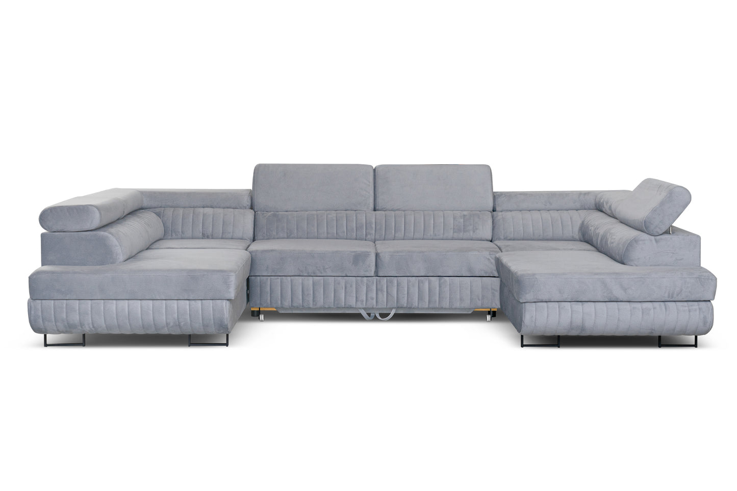 U-Form Schlafsofa Magnum Hellgrau 345x202 cm – Flexibles Design ohne feste Seite
