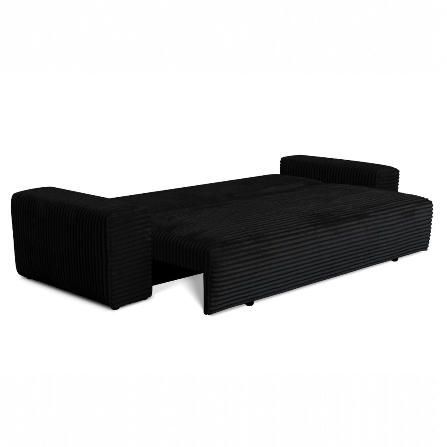 Sofa CORDO von Sofiland - Schlafsofa mit Bettkasten, Cord-Sofa 265x105 cm, Schwarz