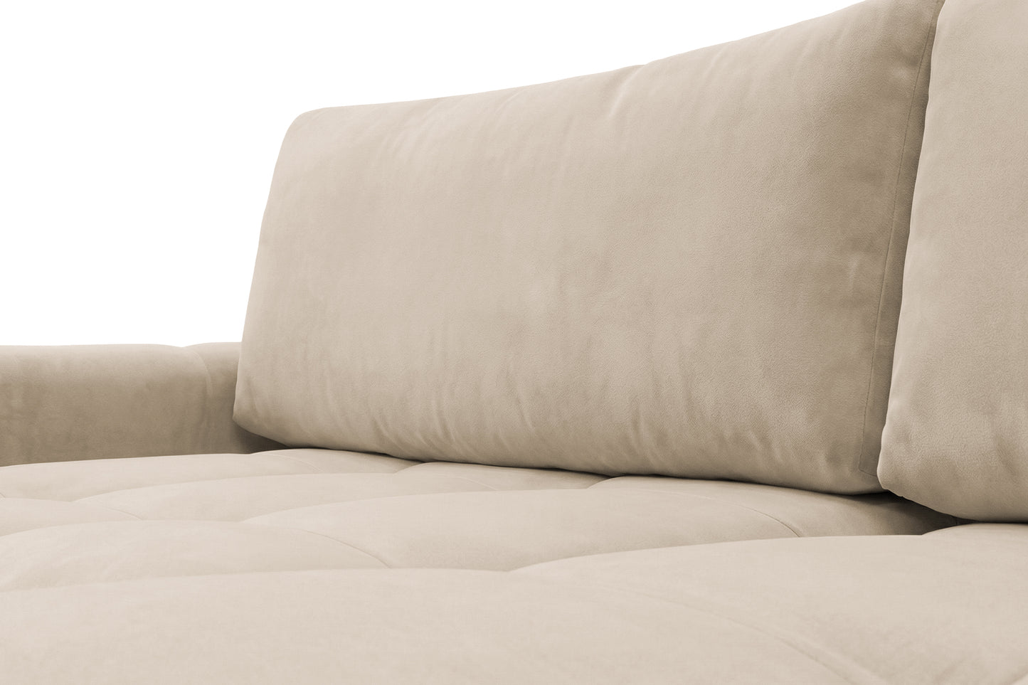 Ecksofa BELVEO mit Schlaffunktion und Bettkasten L-Form Ausrichtung Rechts Stoff Bluvel 22 Beige