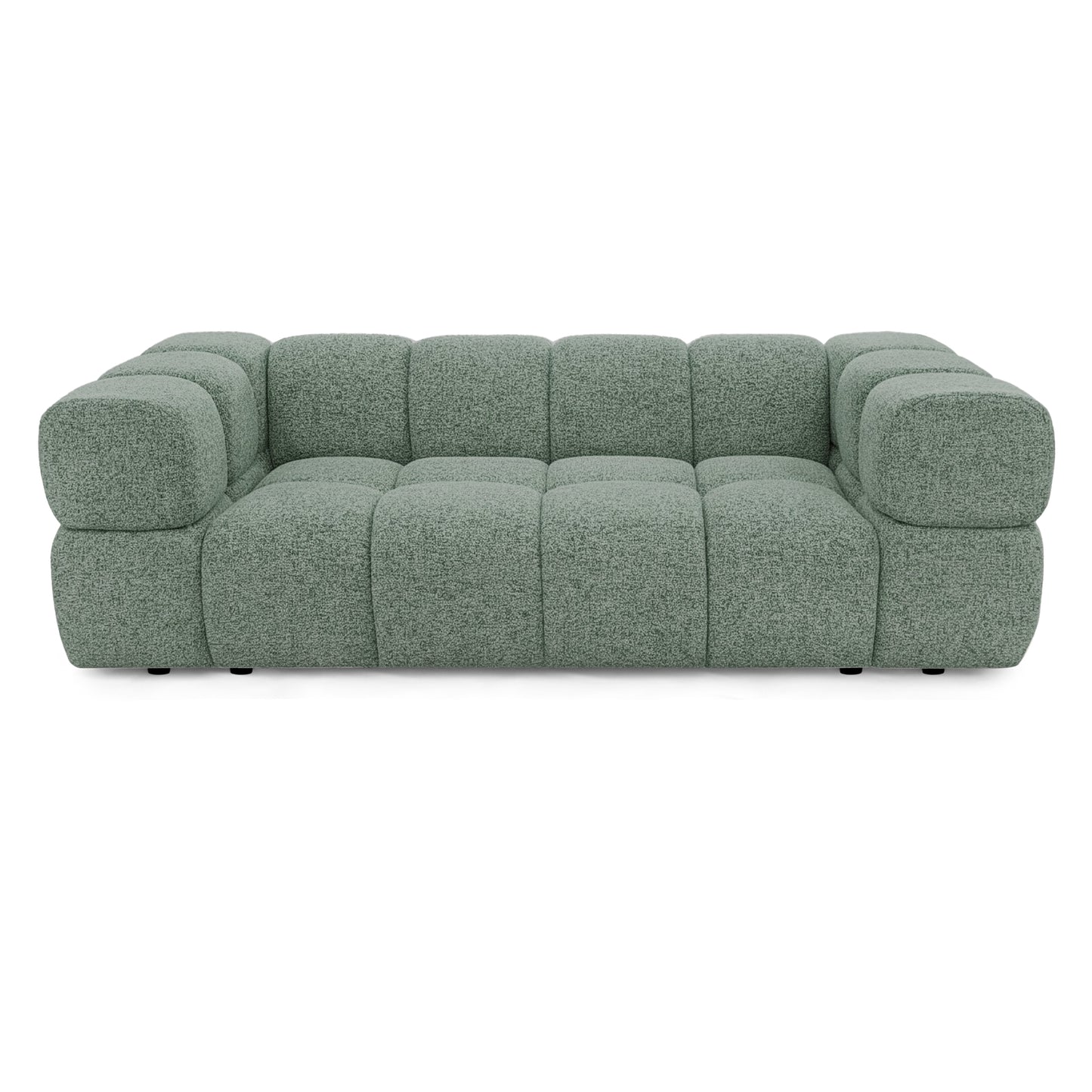 3-Sitzer-Designsofa TONDO PUENTE 33 – Strukturstoff in Bouclé-Optik – gewelltes Design – Mint