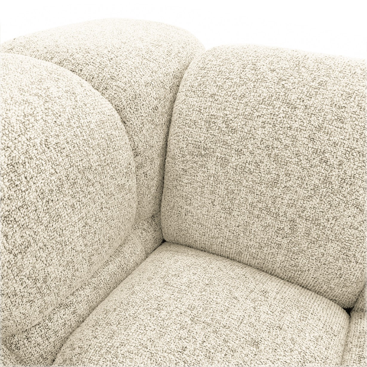 Design-Sofa 3-Sitzer TONDO PUENTE 03 – Strukturstoff in Bouclé-Optik – Wellenförmiges Design – Cremefarben