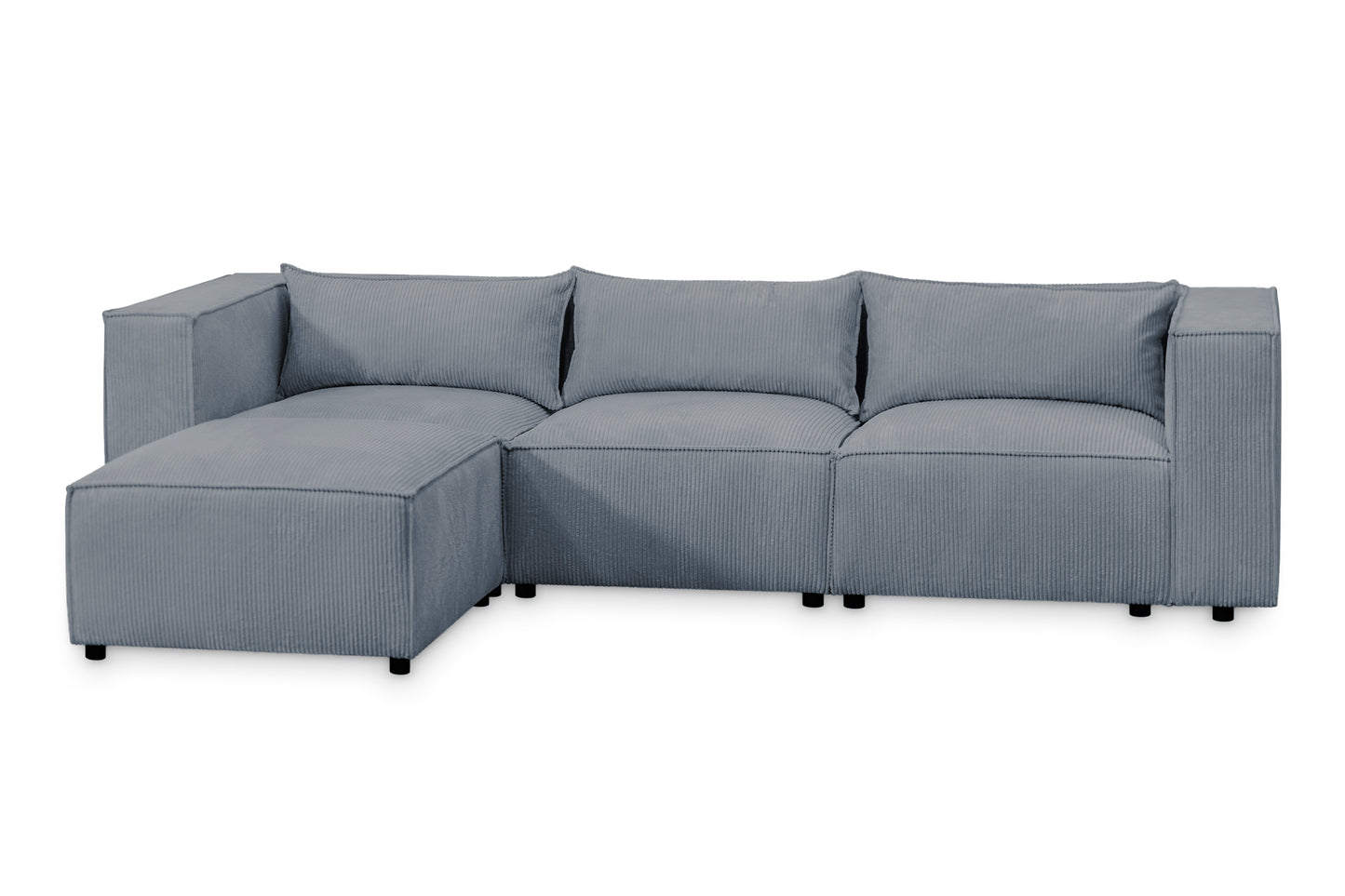 Ecksofa MODULO 290x185 cm Modulsofa Lincoln 85 Graublau– Modernes Design mit weichem Breitcord-Stoff