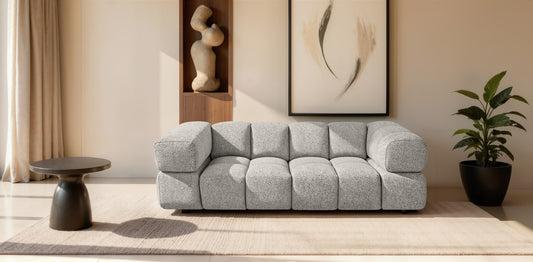 Design 3-Sitzer Sofa AVERRO 240 cm – Puente Hellgrau 06 – Strukturstoff Premium – HR-Schaum