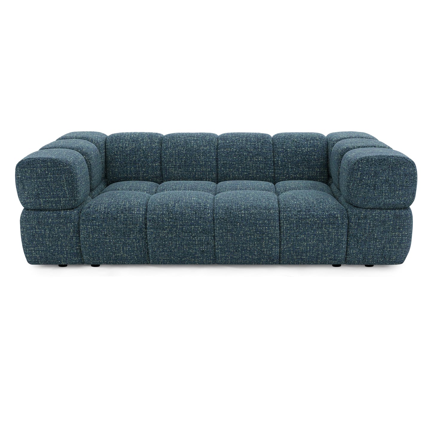 Design-Sofa 3-Sitzer TONDO PUENTE 39 – Strukturstoff in Bouclé-Optik – Wellenförmiges Design – Dunkelblau
