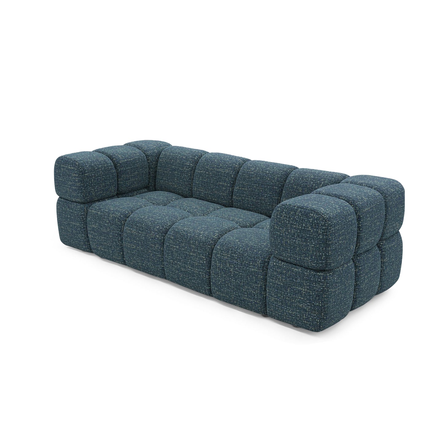 Design-Sofa 3-Sitzer TONDO PUENTE 39 – Strukturstoff in Bouclé-Optik – Wellenförmiges Design – Dunkelblau