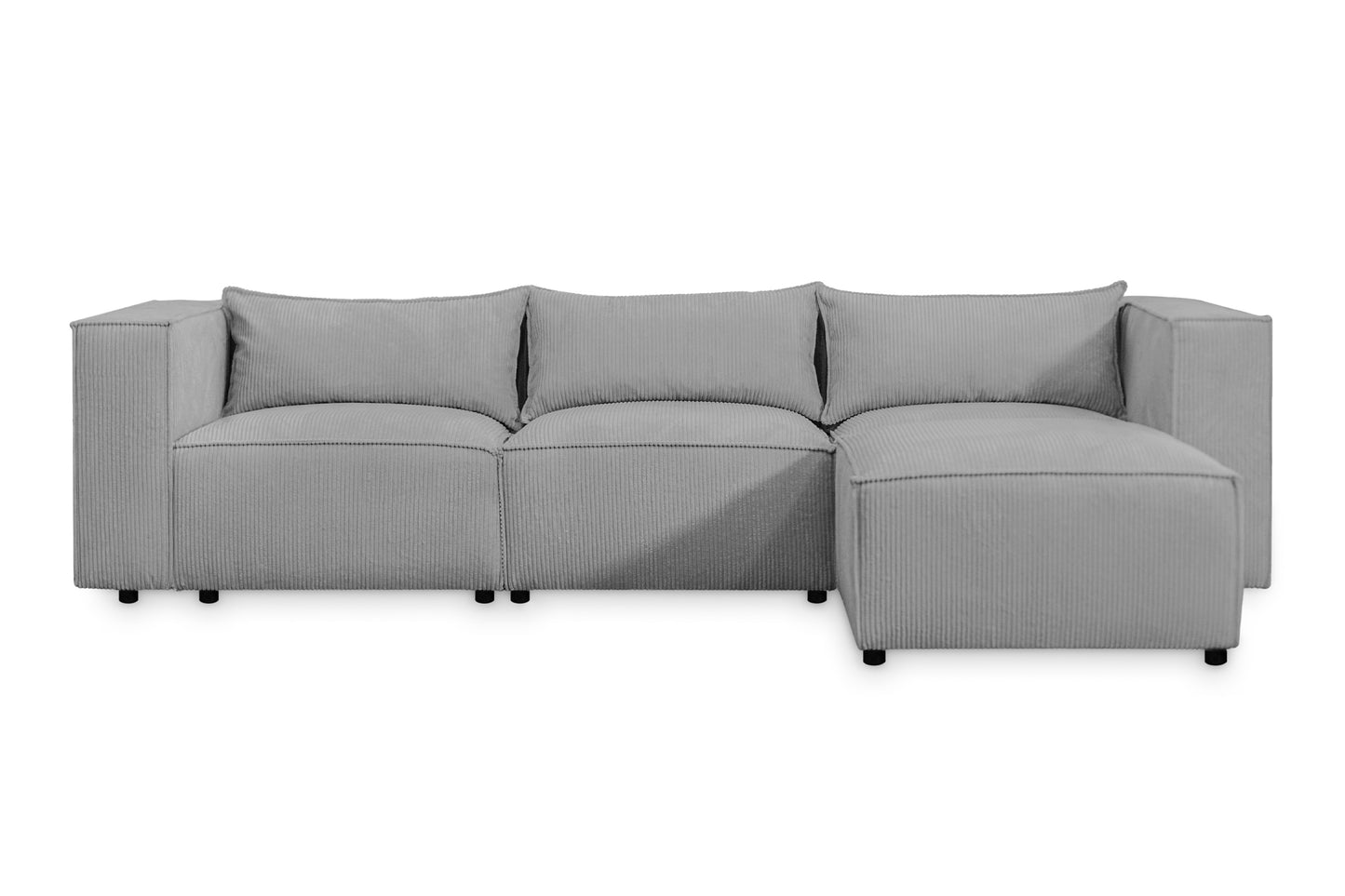Ecksofa MODULO 290x185 cm Modulsofa Lincoln 86 Grau– Modernes Design mit weichem Breitcord-Stoff