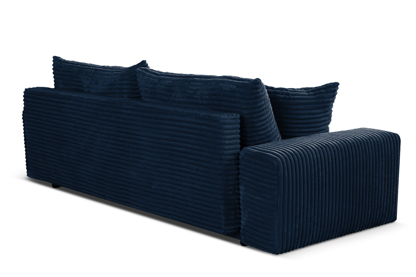 Sofa CORDO von Sofiland - Schlafsofa mit Bettkasten, Cord-Sofa 265x105 cm, Marineblau 77