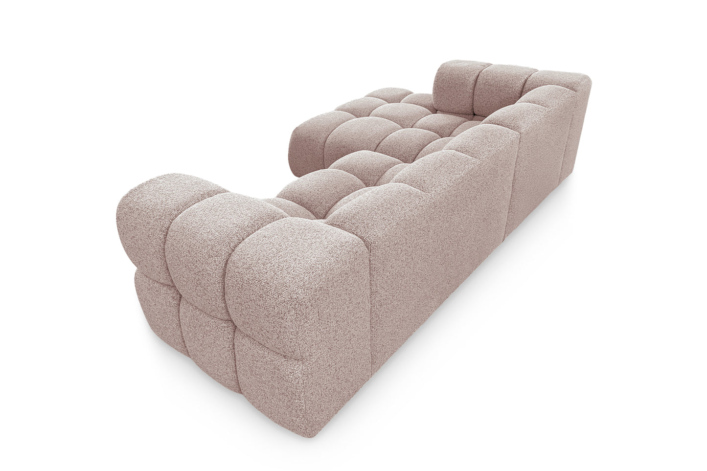 Ecksofa AVERRO 280x150 cm Puente 68 Altrosa  Ottomane Links – Modernes Bubble-Sofa mit weichem Chenille-Strukturstoff